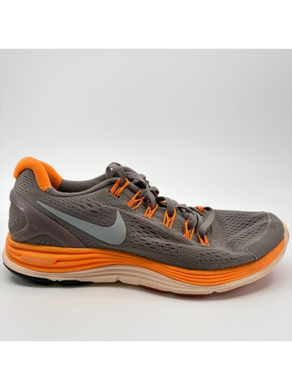 Nike LunarGlide+ 4 Womens Size 8 Dark Gray Orange Running Walking Shoes Sneakers